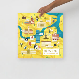 Illustrated Map of Boston & Cambridge, MA (Print)