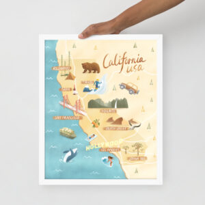 Illustrated Map of California (Framed)